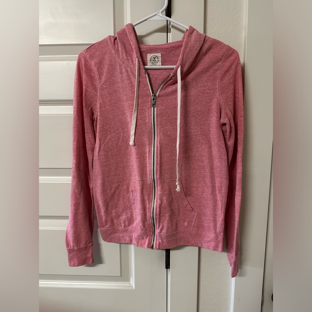 American eagle size medium pink full zip hoodie